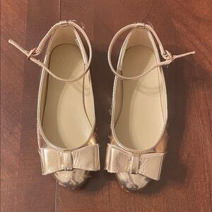 Janie and Jack Metallic Rose Gold Bow Ankle-Strap Mary Janes